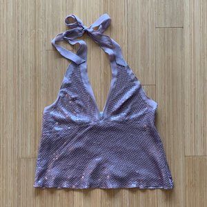 100% Silk & Sequin Laundry by Shelli Segal Halter Top